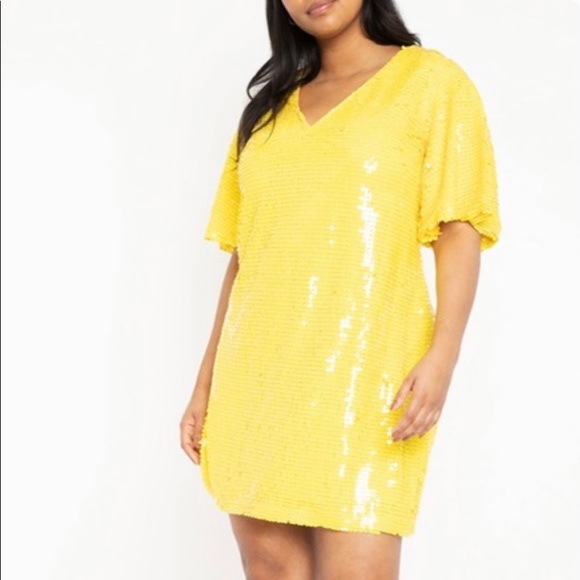 Eloquii V-neck sequin dress yellow NWT - Picture 4 of 4
